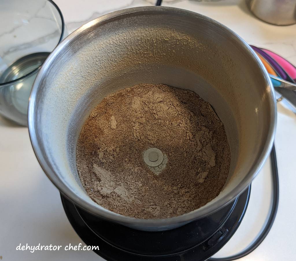 dehydrated beef stock turned into a bouillon powder in a spice grinder