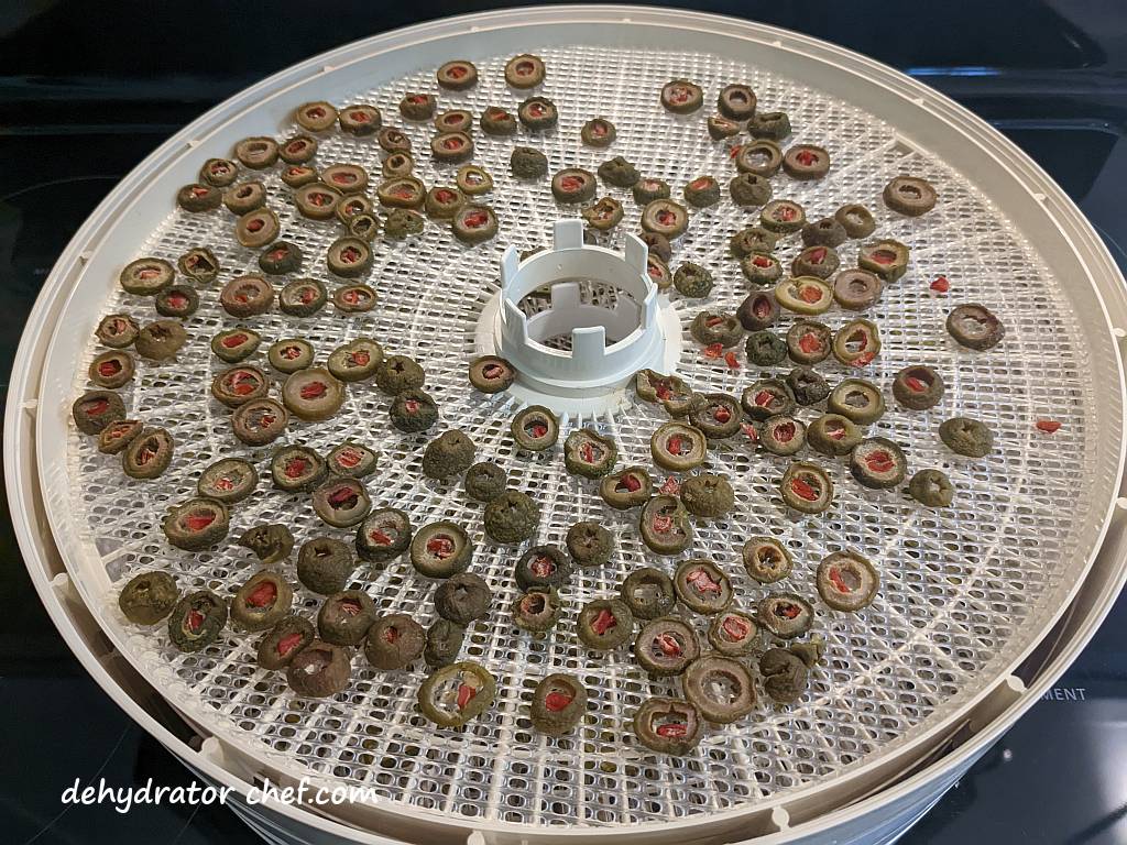 The olives have finished dehydrating and are now ready for equalizing and conditioning