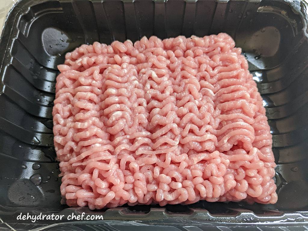 a 1 pound tray of 97 percent lean ground pork
