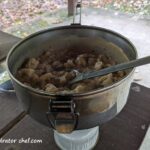 biscuits and gravy homemade dehydrated backpacking meal in a 1.1 liter sized MSR Alpine stainless steel stowaway camping pot and a TOAKS titanium long-handled spoon | dehydrated camping food recipes | recipes using dehydrated food | make your own dehydrated meals