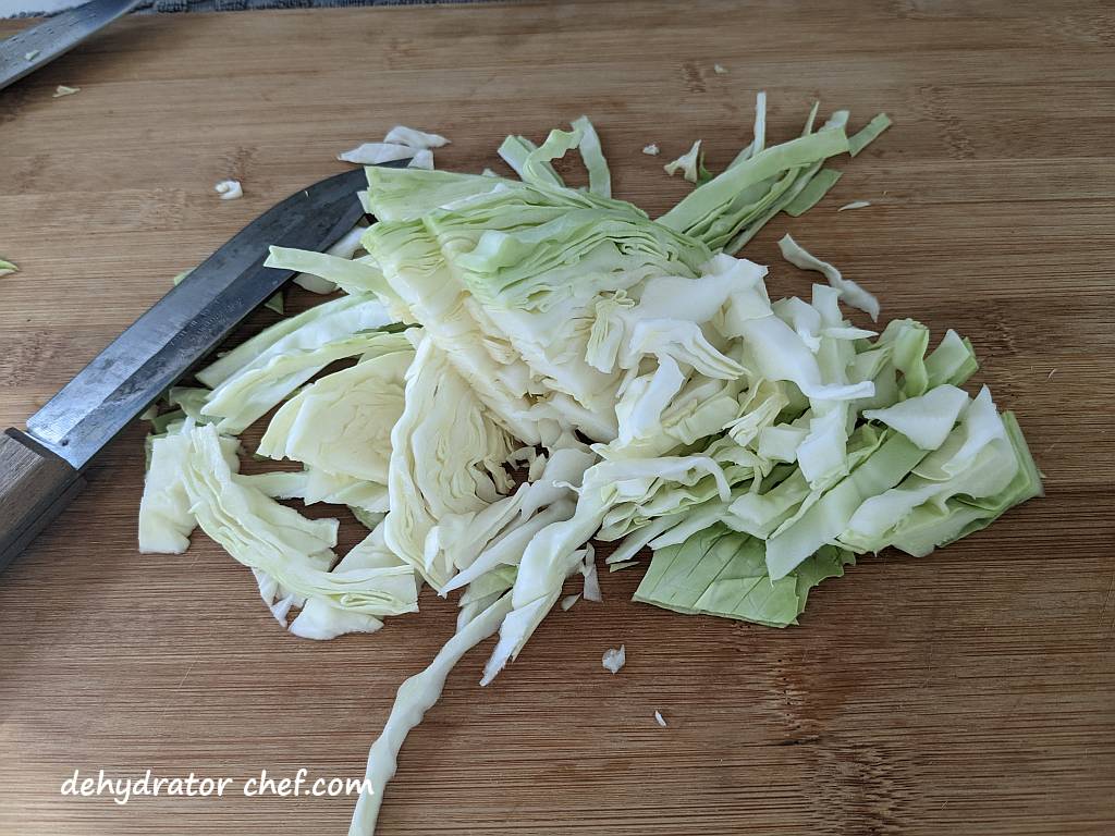 we sliced up 1 of the cabbage quarters into slices