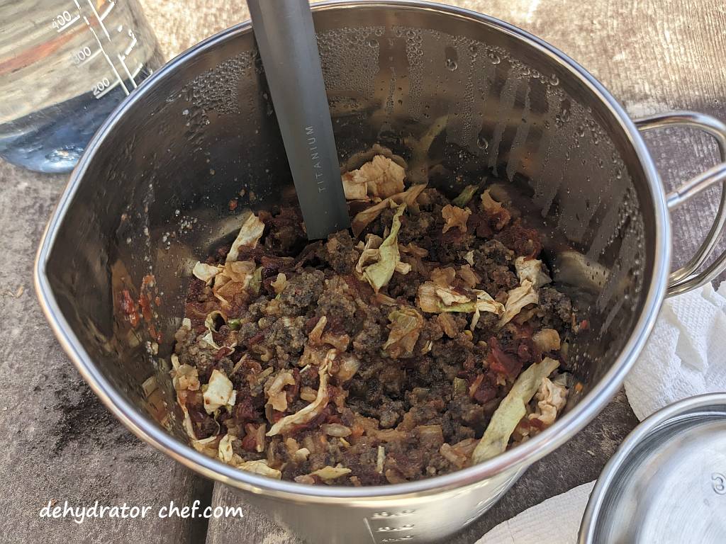 unstuffed cabbage rolls | dehydrated unstuffed cabbage rolls | making dehydrated meals for camping | homemade dehydrated meal recipes | make your own dehydrated camping food | homemade dehydrated camping meals | homemade dehydrated backpacking meals