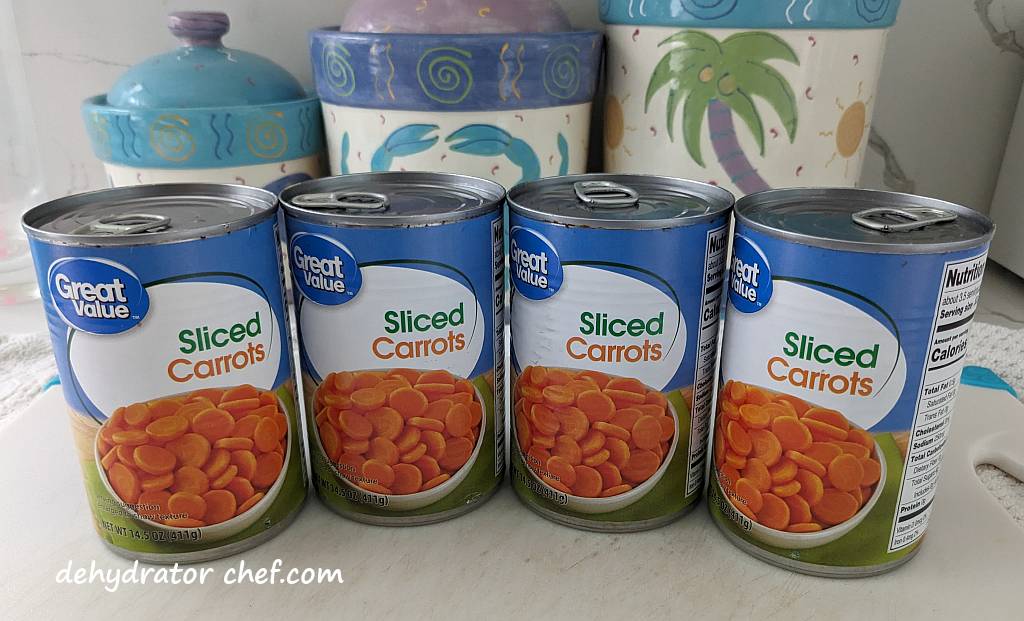 canned sliced carrots for today's dehydrator project | dehydrating canned carrots | dehydrated carrots | best foods to dehydrate for long term storage | dehydrating food for long term storage | dehydrated food recipes for long term storage | dehydrating meals for long term storage | food dehydrator for long term storage