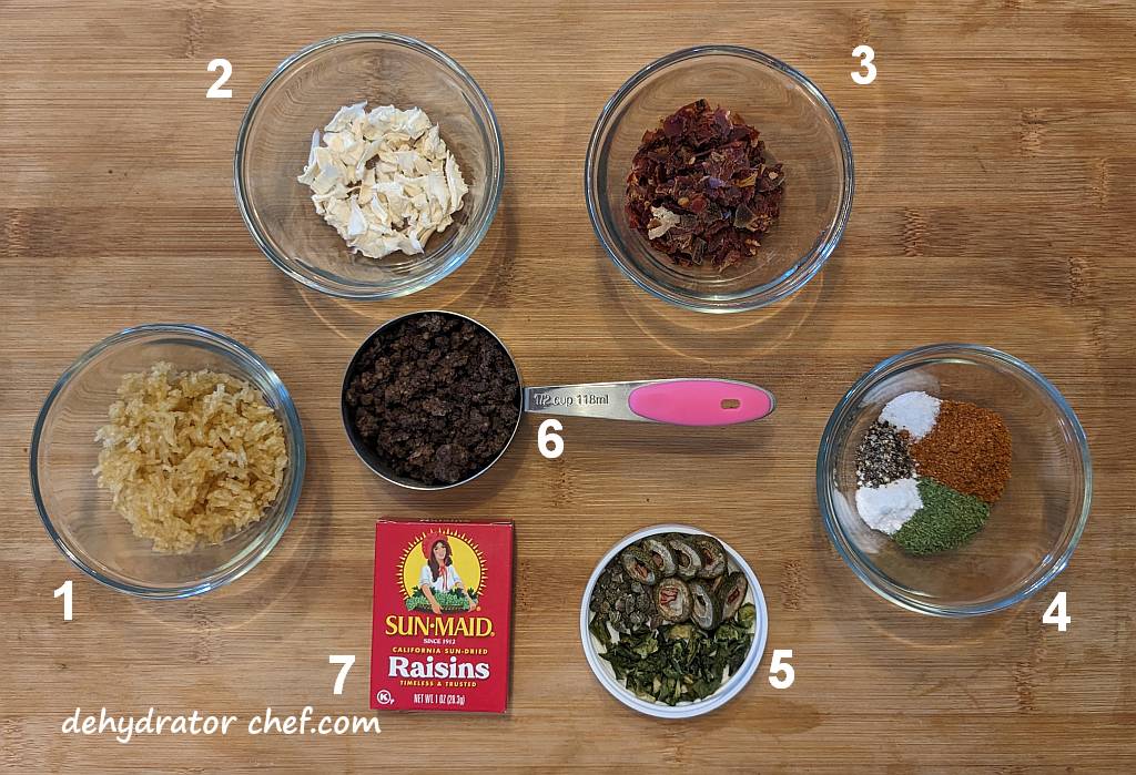 dehydrated picadillo ingredients | dehydrated picadillo | making dehydrated meals for camping | homemade dehydrated meal recipes | make your own dehydrated camping food | homemade dehydrated camping meals | homemade dehydrated backpacking meals