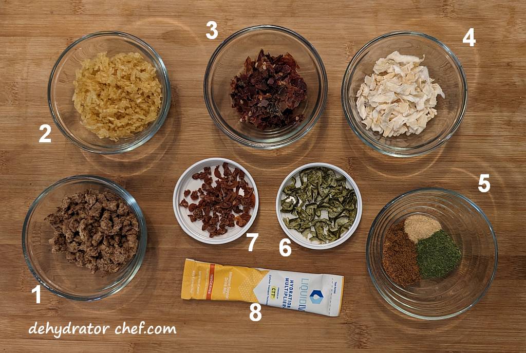 dehydrated pork taco ingredients | dehydrated pork tacos with mexican rice | dehydrated pork tacos | making dehydrated meals for camping | homemade dehydrated meal recipes | make your own dehydrated camping food | homemade dehydrated camping meals | homemade dehydrated backpacking meals
