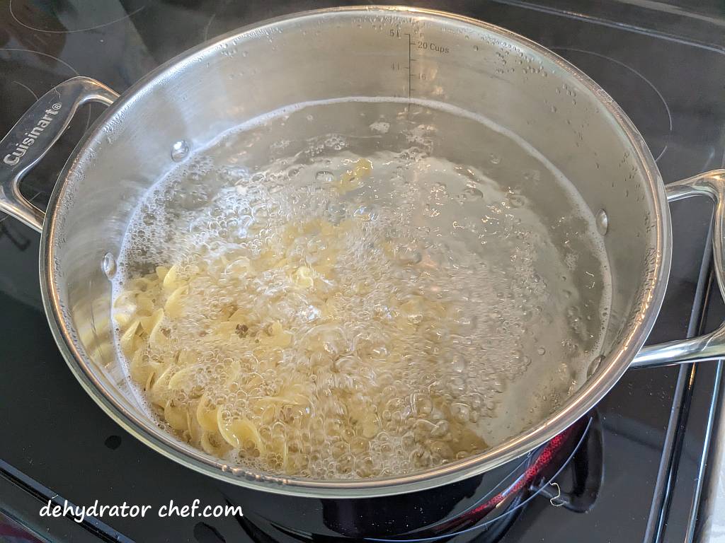 boiling noodles for today's dehydration project | best foods to dehydrate for long term storage | dehydrating food for long term storage | dehydrated food recipes for long term storage | dehydrating meals for long term storage | food dehydrator for long term storage