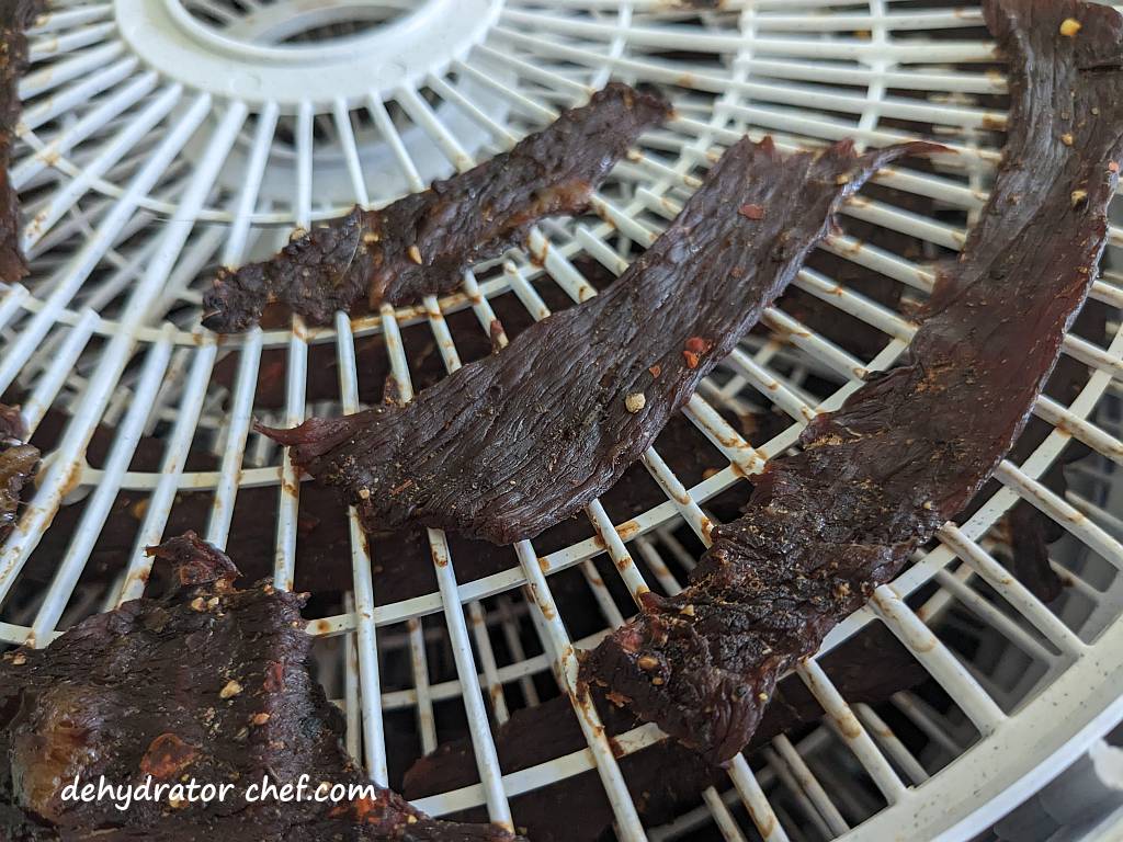 close up of dehydrated beef jerky | how to make beef jerky | best foods to dehydrate for long term storage | dehydrating food for long term storage | dehydrated food recipes for long term storage | dehydrating meals for long term storage | food dehydrator for long term storage