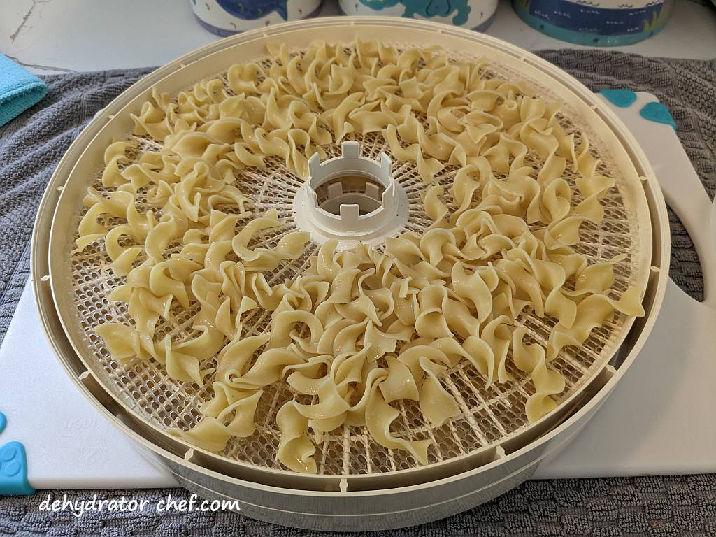 cooked noodles on dehydrator trays | best foods to dehydrate for long term storage | dehydrating food for long term storage | dehydrated food recipes for long term storage | dehydrating meals for long term storage | food dehydrator for long term storage