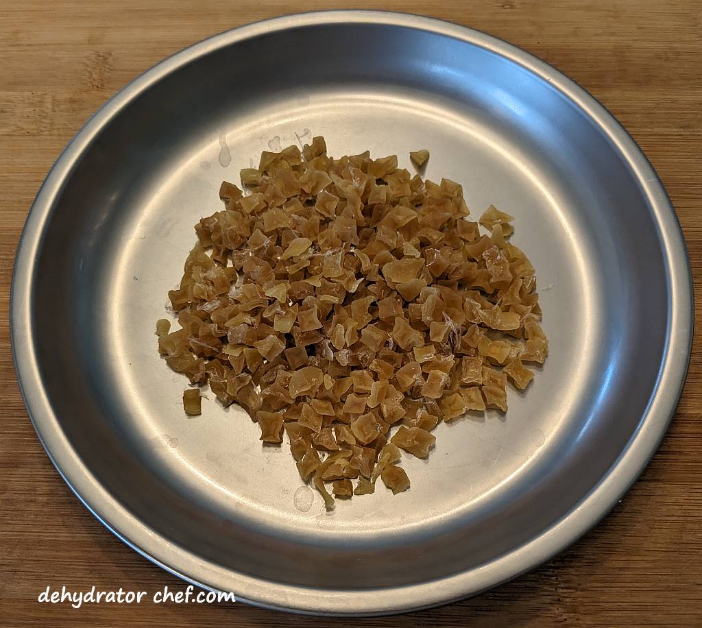 dehydrated diced potatoes on a camping plate | dehydrating potatoes | dehydrated diced potatoes | best foods to dehydrate for long term storage | dehydrating food for long term storage | dehydrated food recipes for long term storage | dehydrating meals for long term storage | food dehydrator for long term storage