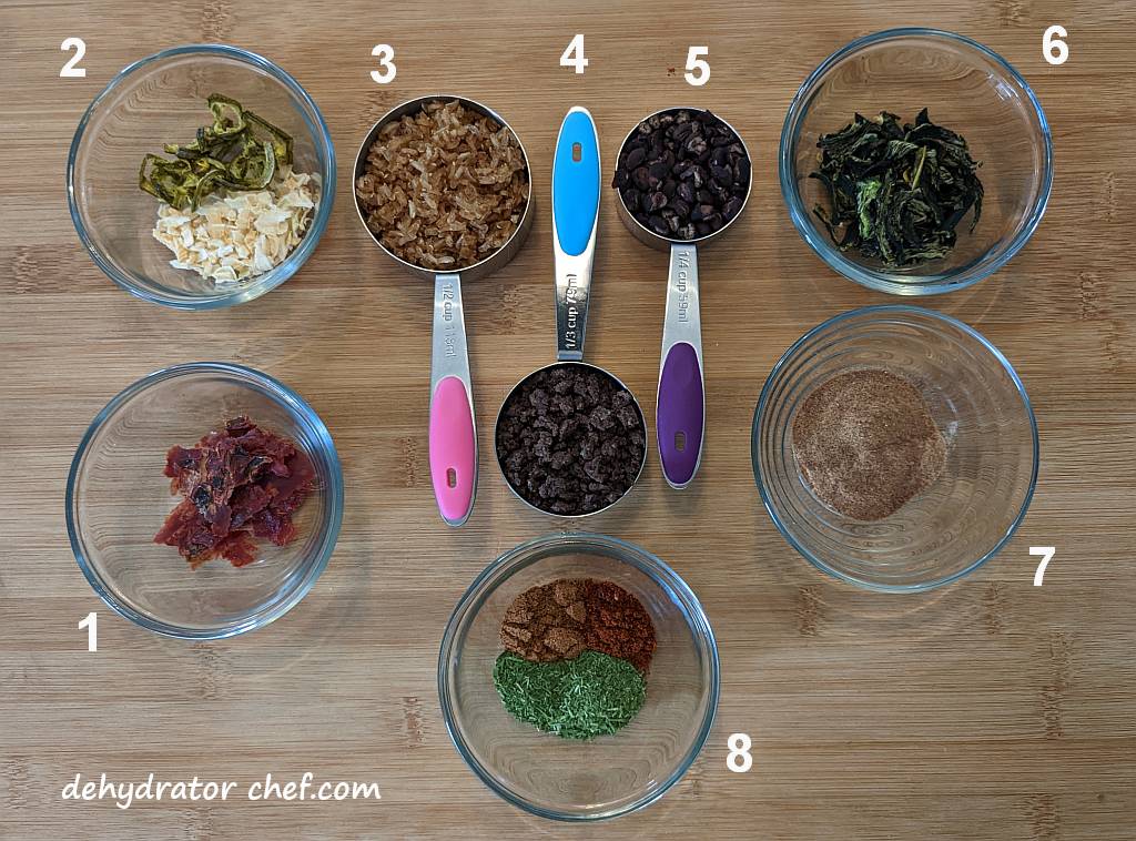 dehydrated Mexican beef and rice dry ingredients | dehydrated Mexican beef and rice | making dehydrated meals for camping | homemade dehydrated meal recipes | how to make dehydrated camping food | homemade dehydrated camping meals | homemade dehydrated backpacking meals