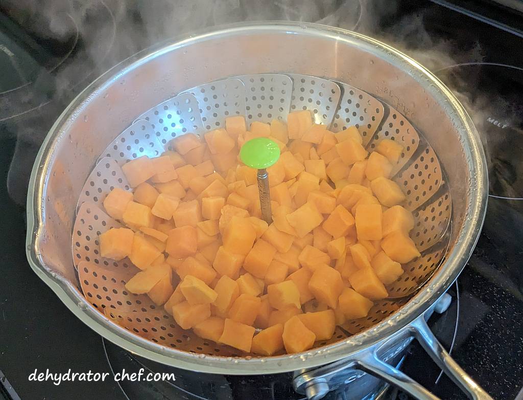 steaming sweet potatoes | dehydrating sweet potatoes | dehydrated sweet potatoes | how to dehydrate sweet potatoes | best foods to dehydrate for long term storage | dehydrating food for long term storage | dehydrated food recipes for long term storage | dehydrating meals for long term storage | food dehydrator for long term storage