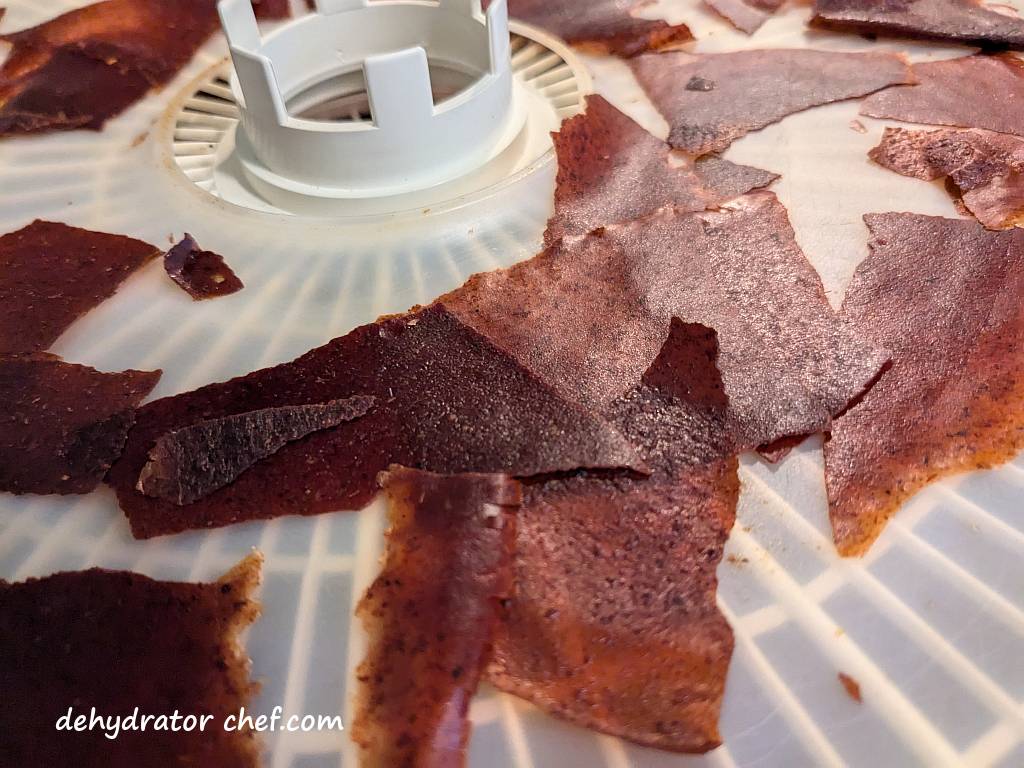 Here's a close-up of the dried enchilada pieces. They've cooled sufficiently, so the next step is to put them in a canning jar for the equalizing and conditioning step.