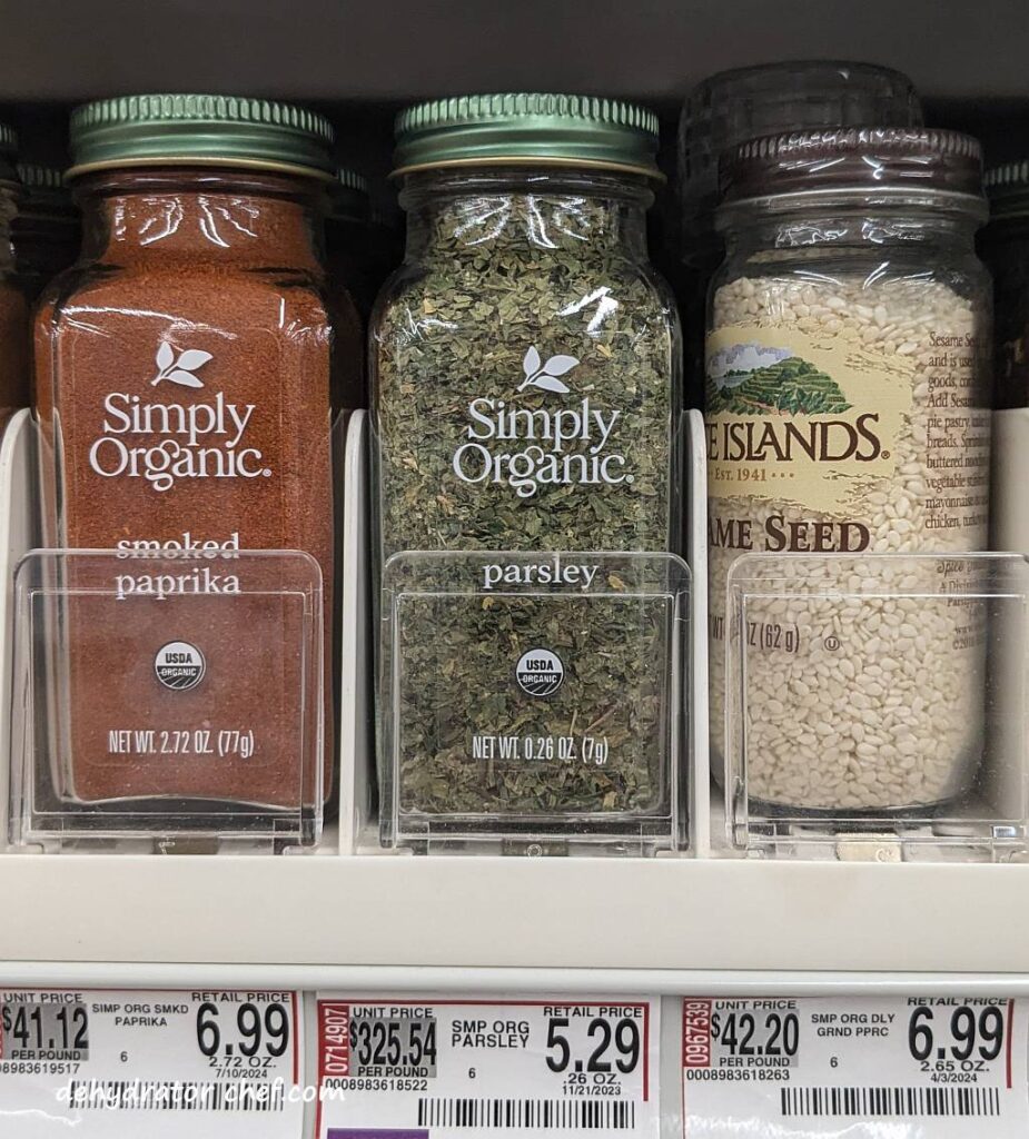 Dried parsley flakes in a spice jar for sale at the local grocer.