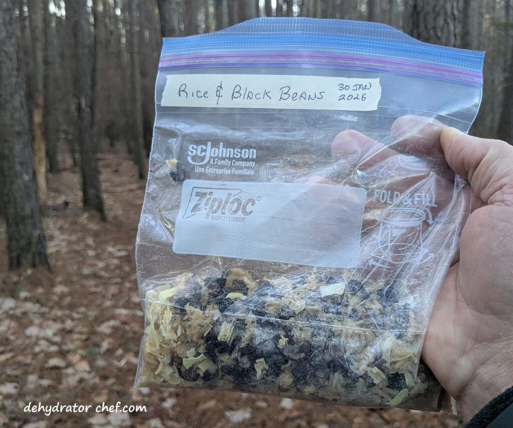 Tonight we’re having Dehydrated black beans and rice for dinner. This meal is easy to make and it’s ready to eat in no time at all.